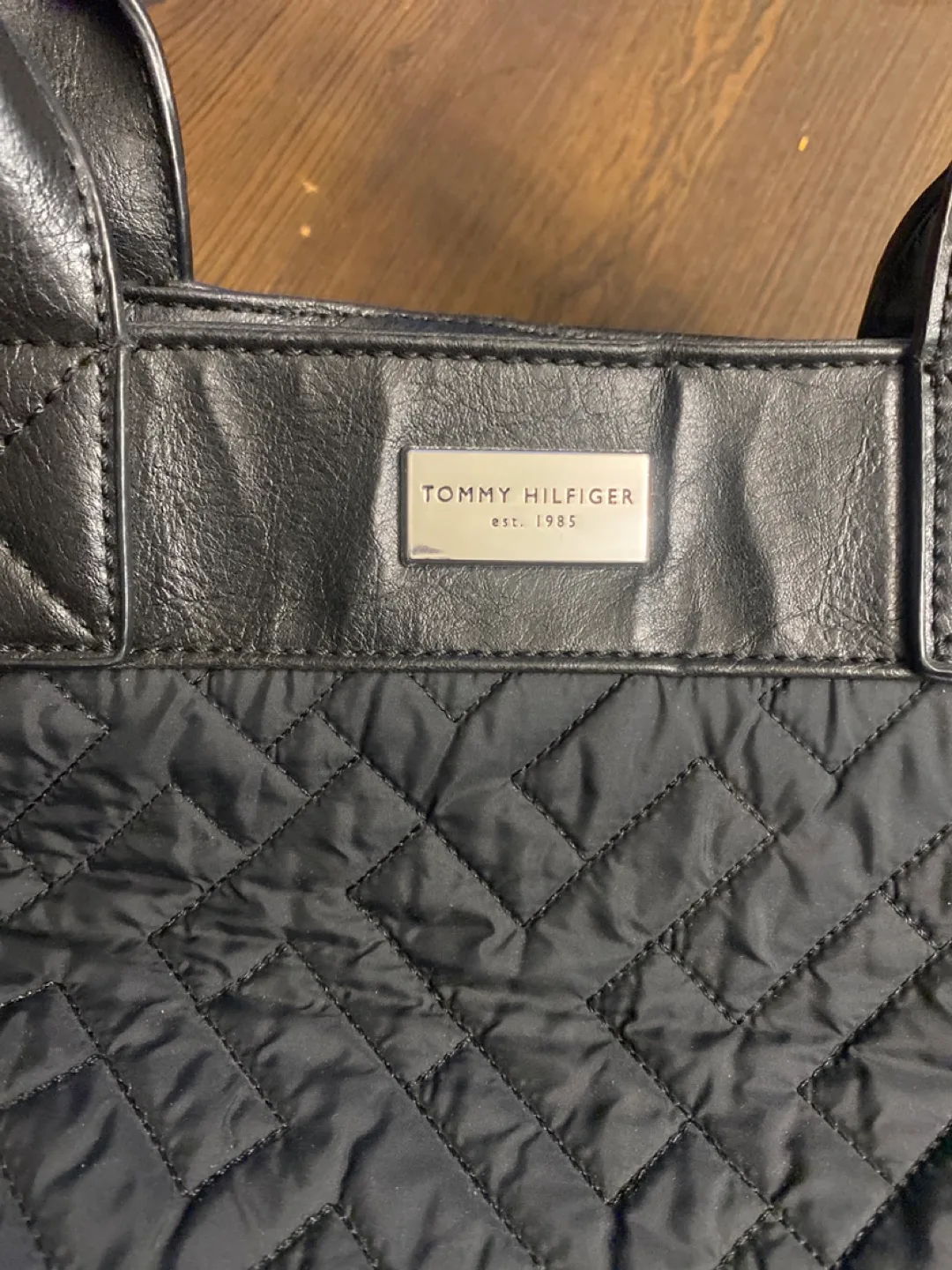 Tommy Hilfiger Black Quilted Tote Bag thumbnail