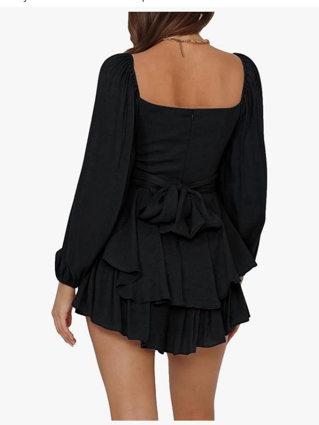 Women's Lantern Long Sleeve Ruffle Tie Mini Short Romper Size L - photo 2