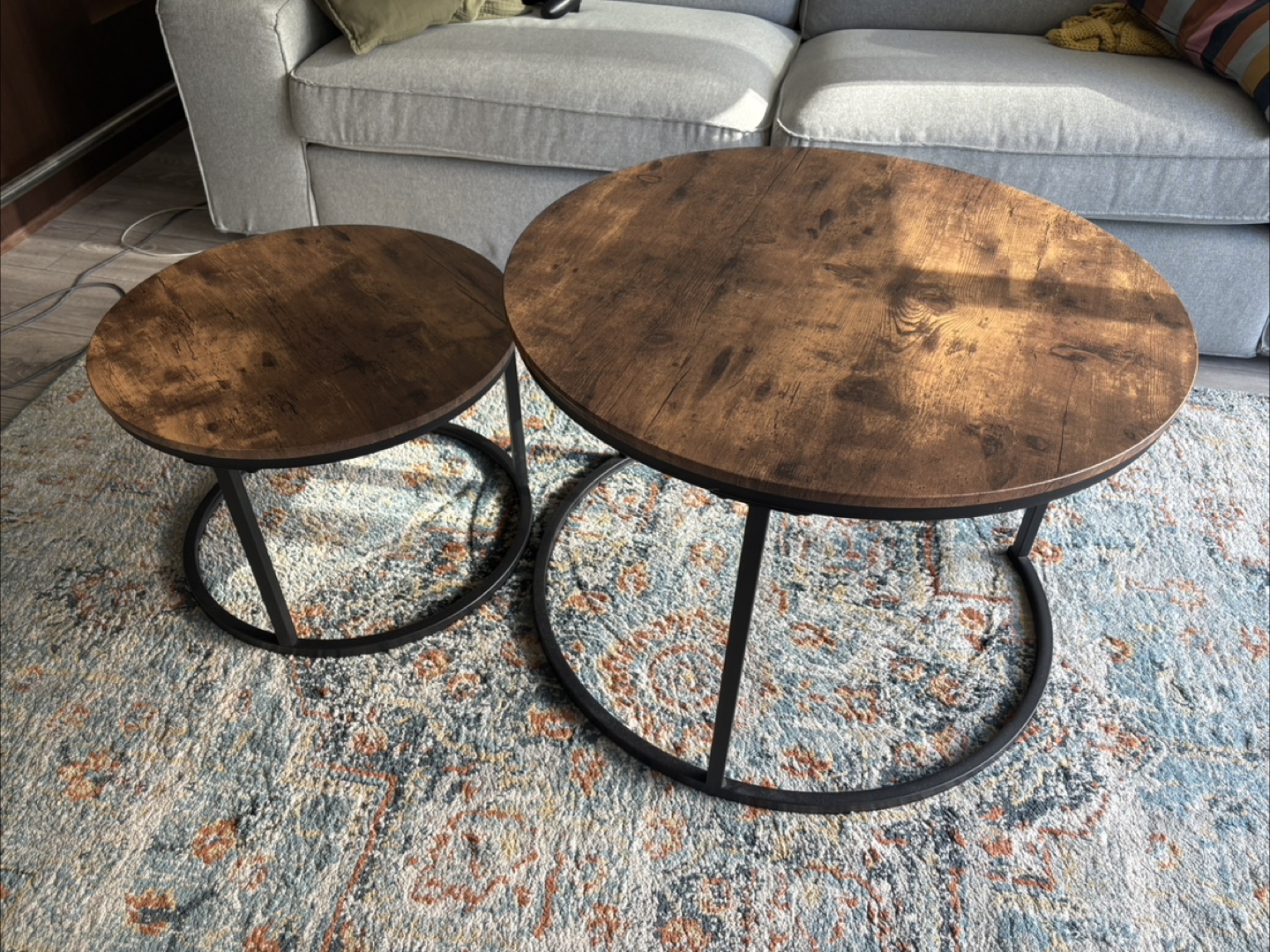 Nesting Coffee Tables - Round, Wood & Metal