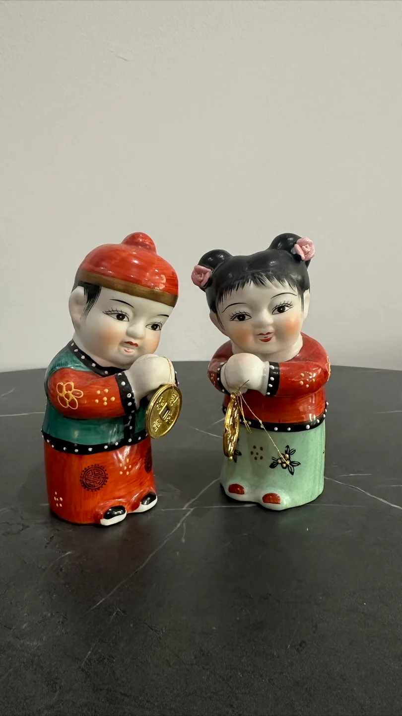 Vintage Chinese Boy and Girl Figurines thumbnail