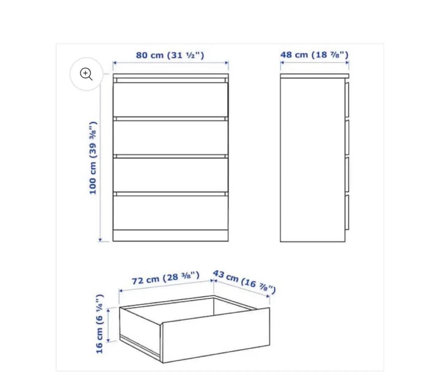 Ikea white malm dresser with 4 drawers (DELIVERY AVAILABLE) image indicator(10)