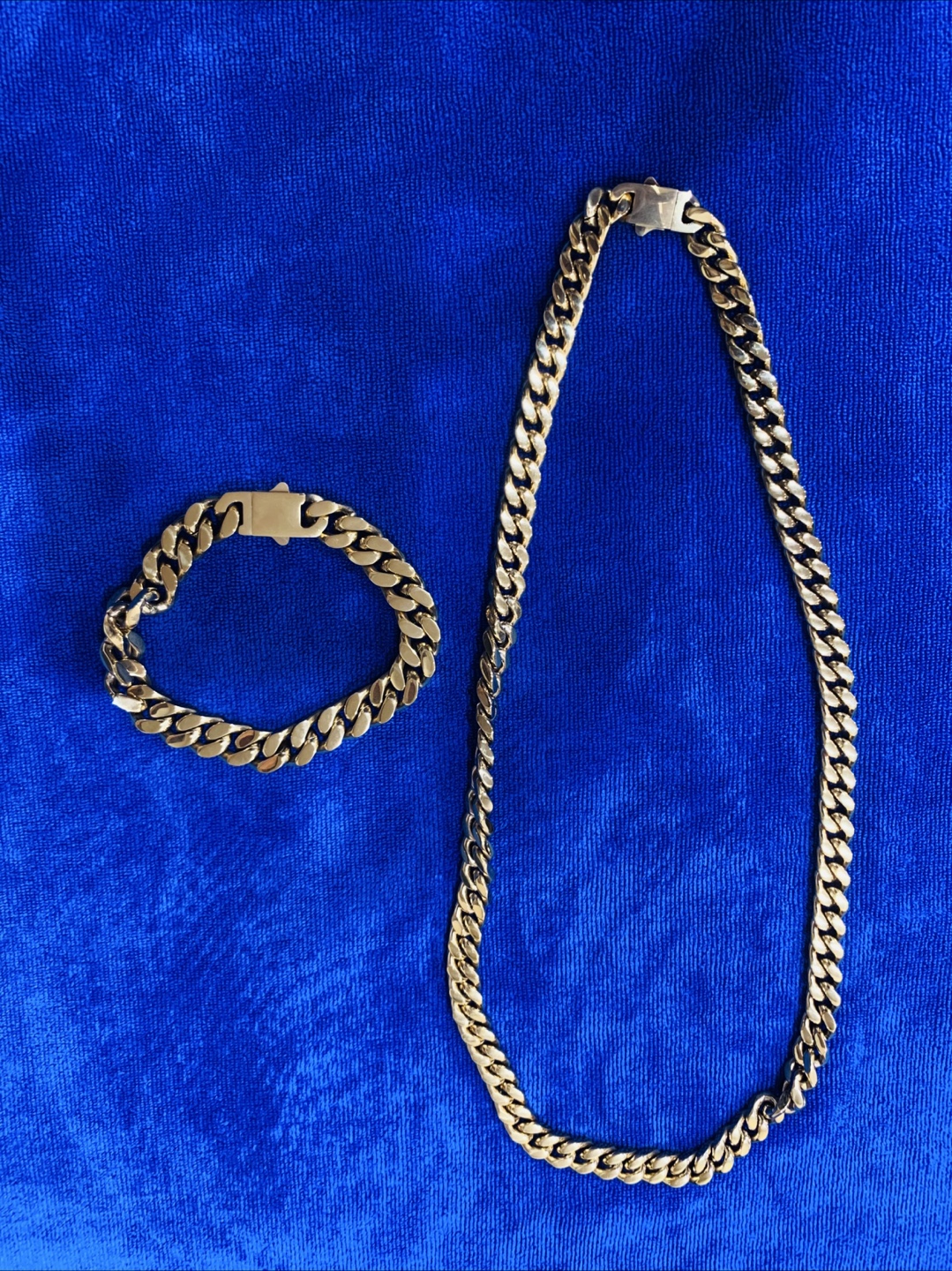 Gold Chain Necklace & Bracelet Set