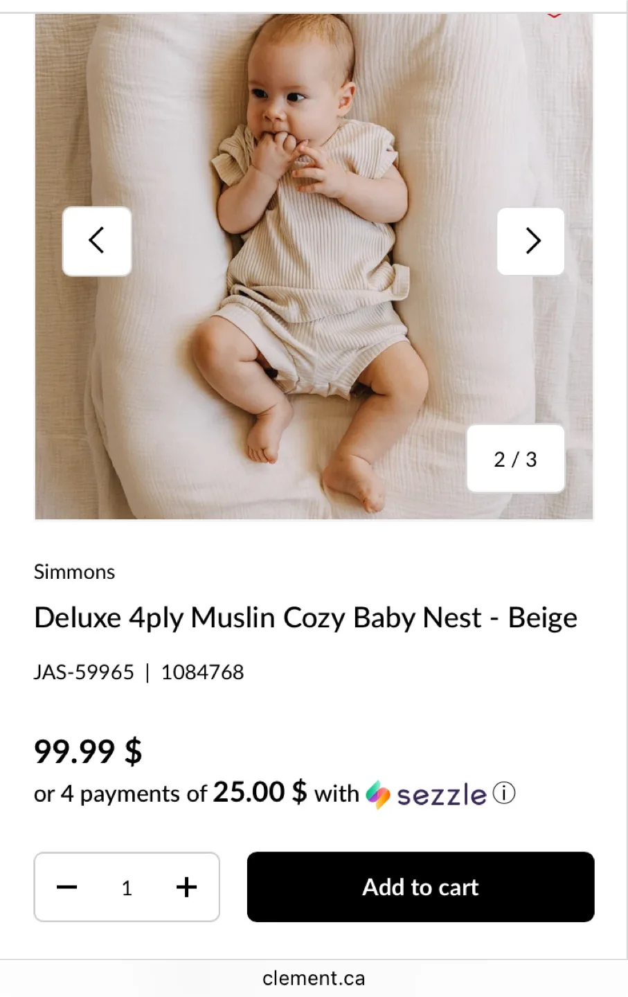 Simmons Cozy Baby Nest Lounger thumbnail