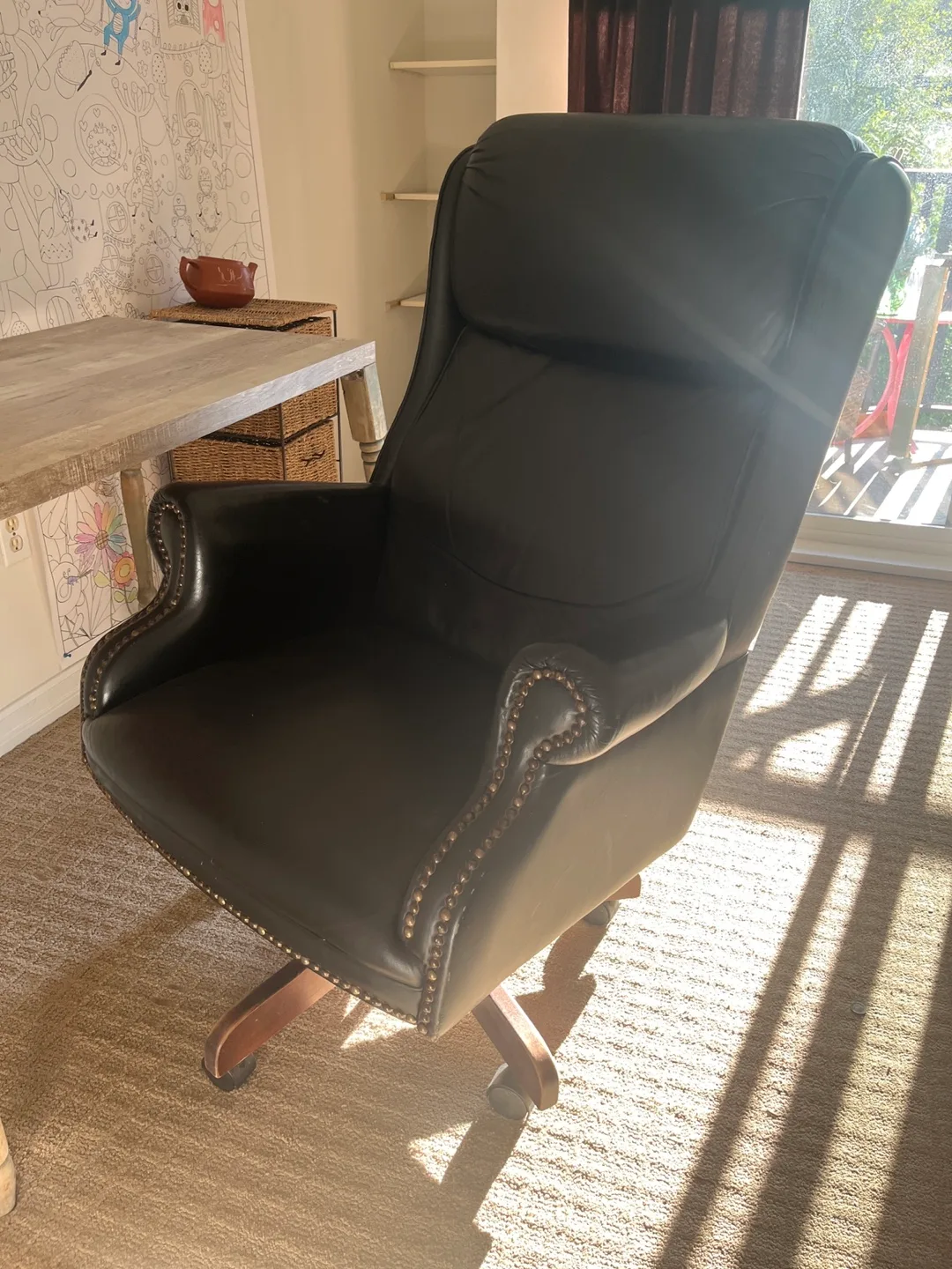 Black Leather Office Chair - Some Wear thumbnail