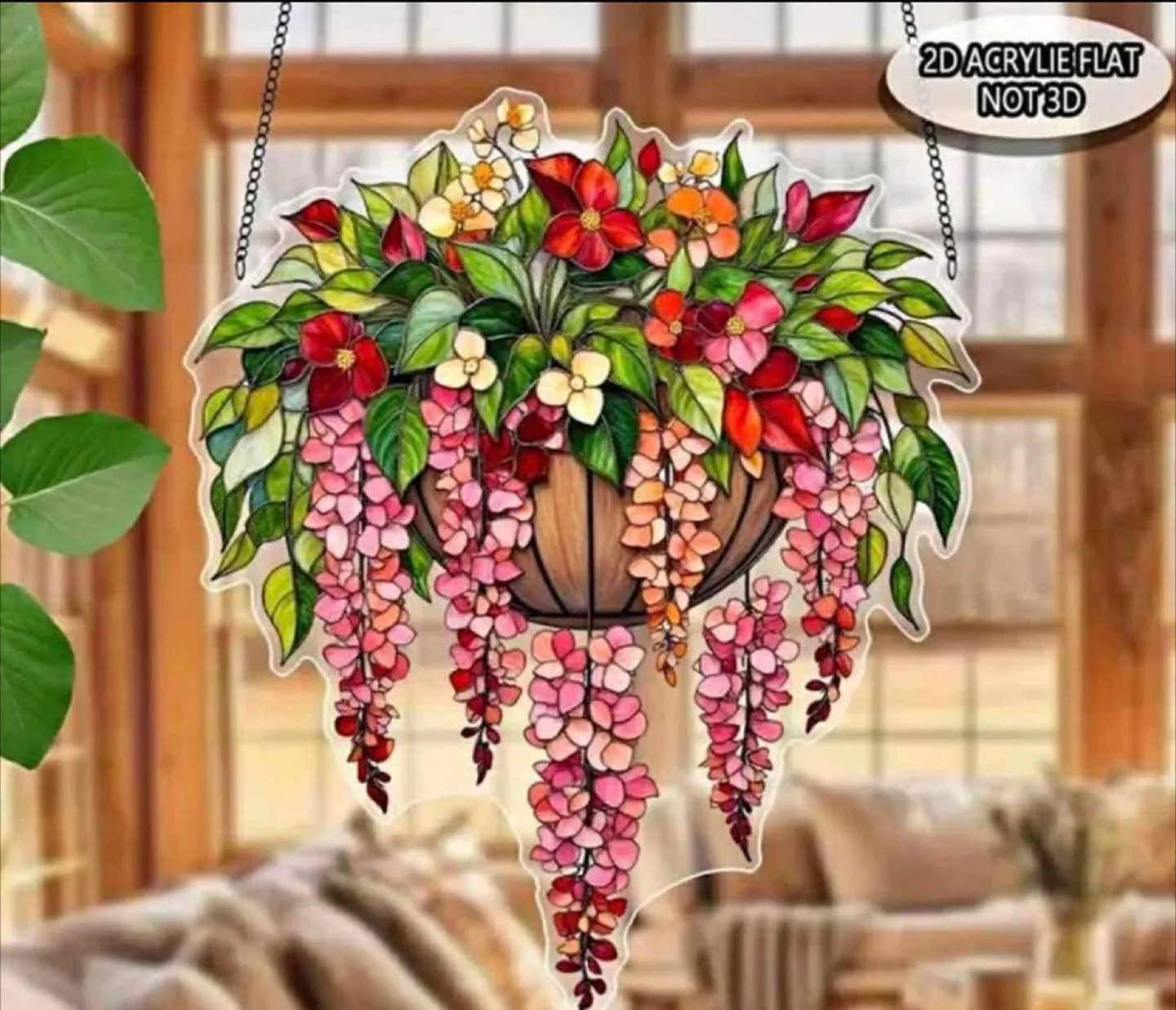 2D acrylic suncatcher, basket, new thumbnail
