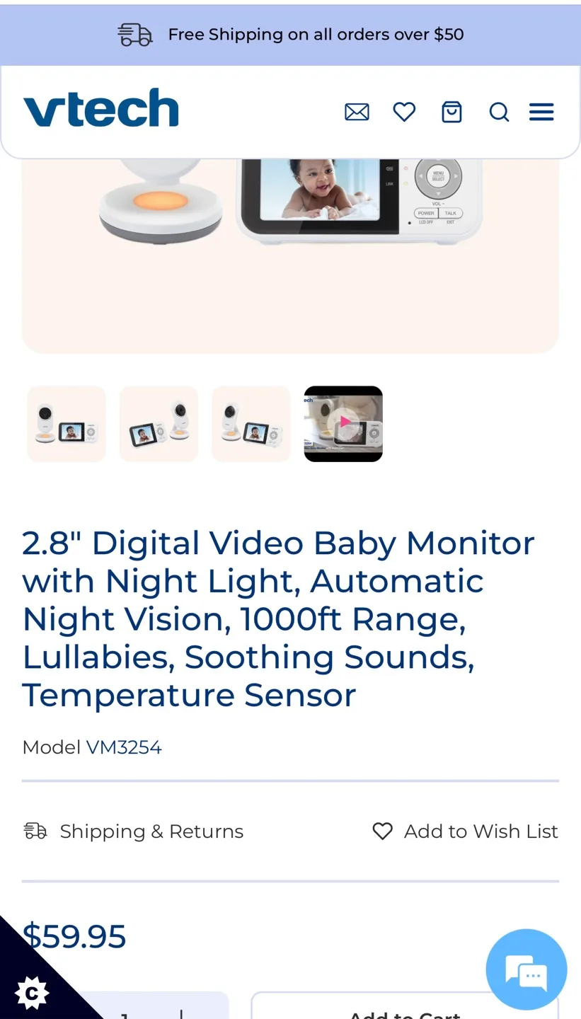 VTech VM3254-2 Video Baby Monitor -  New! thumbnail