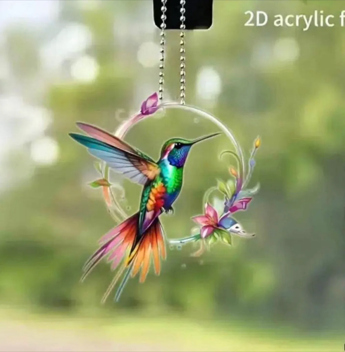 Hummingbird 2D Acrylic Car Charm, rear view mirror thumbnail