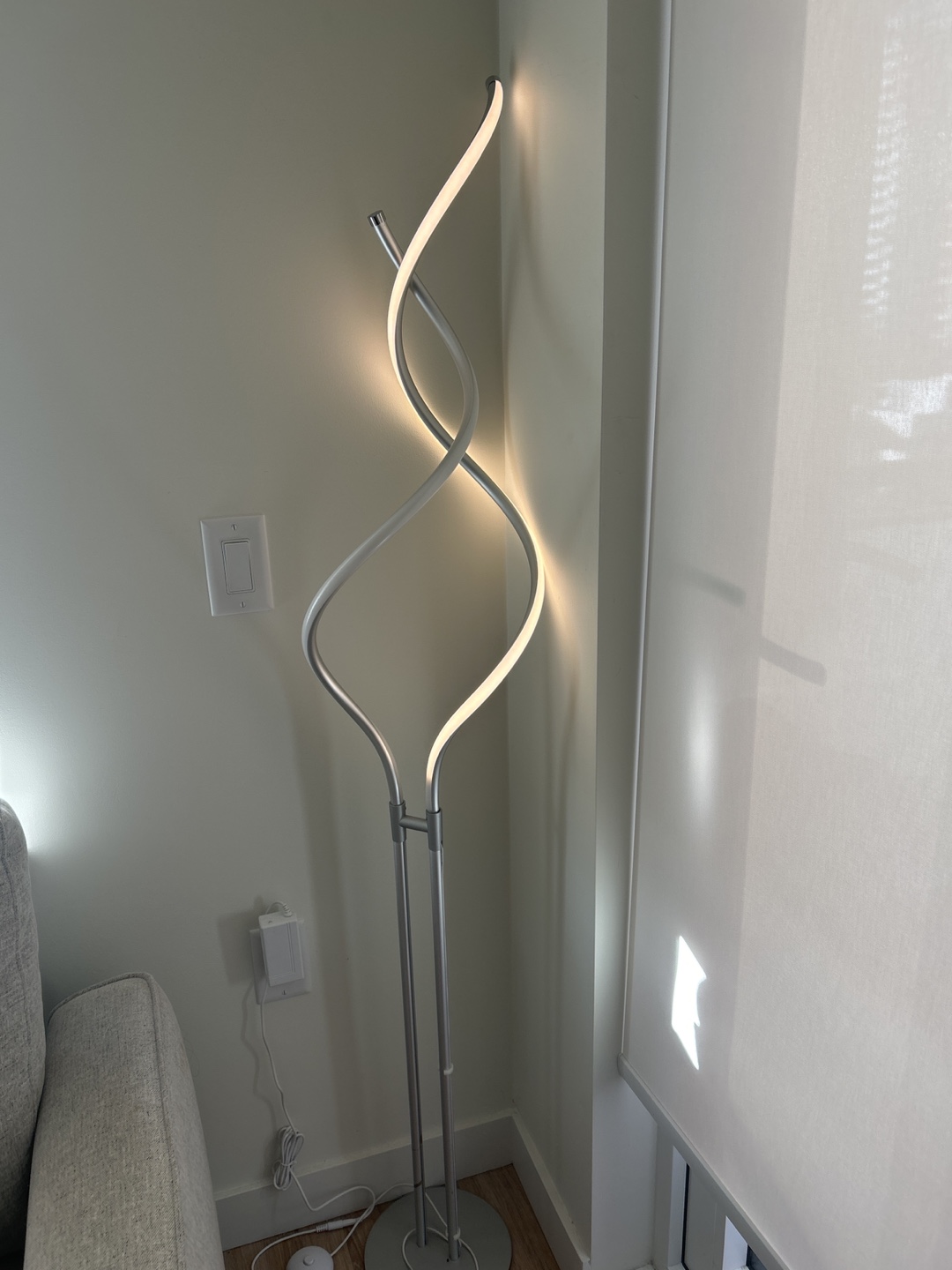 Modern Silver LED Spiral Floor Lamp