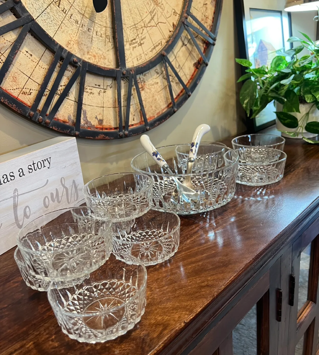 Crystal Serving Bowl Set with Spoons thumbnail