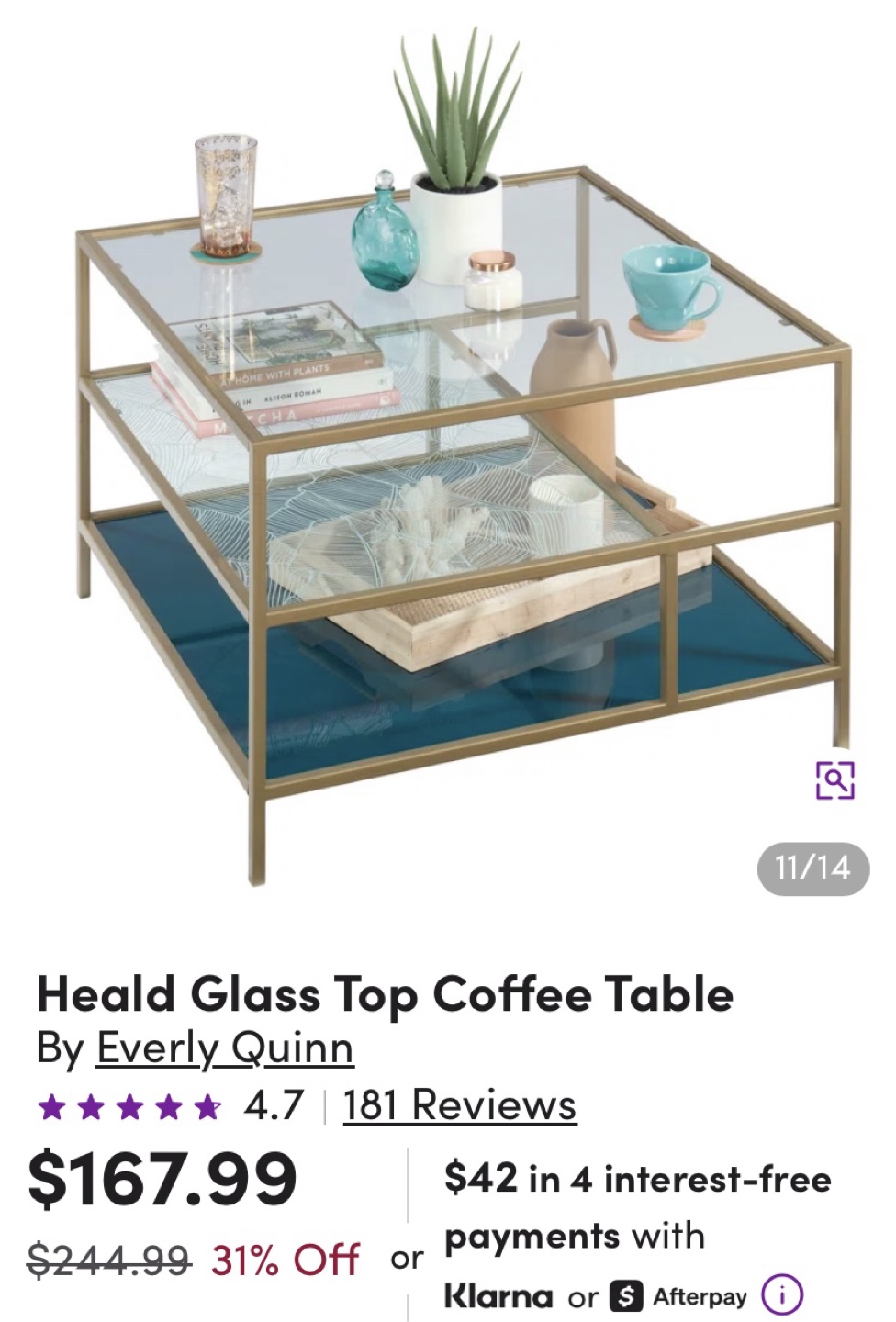 Everly Quinn Heald Glass Top Coffee Table - photo 5