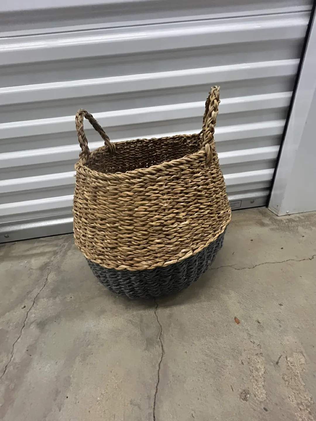 Woven Basket with Handles, Two-Tone thumbnail