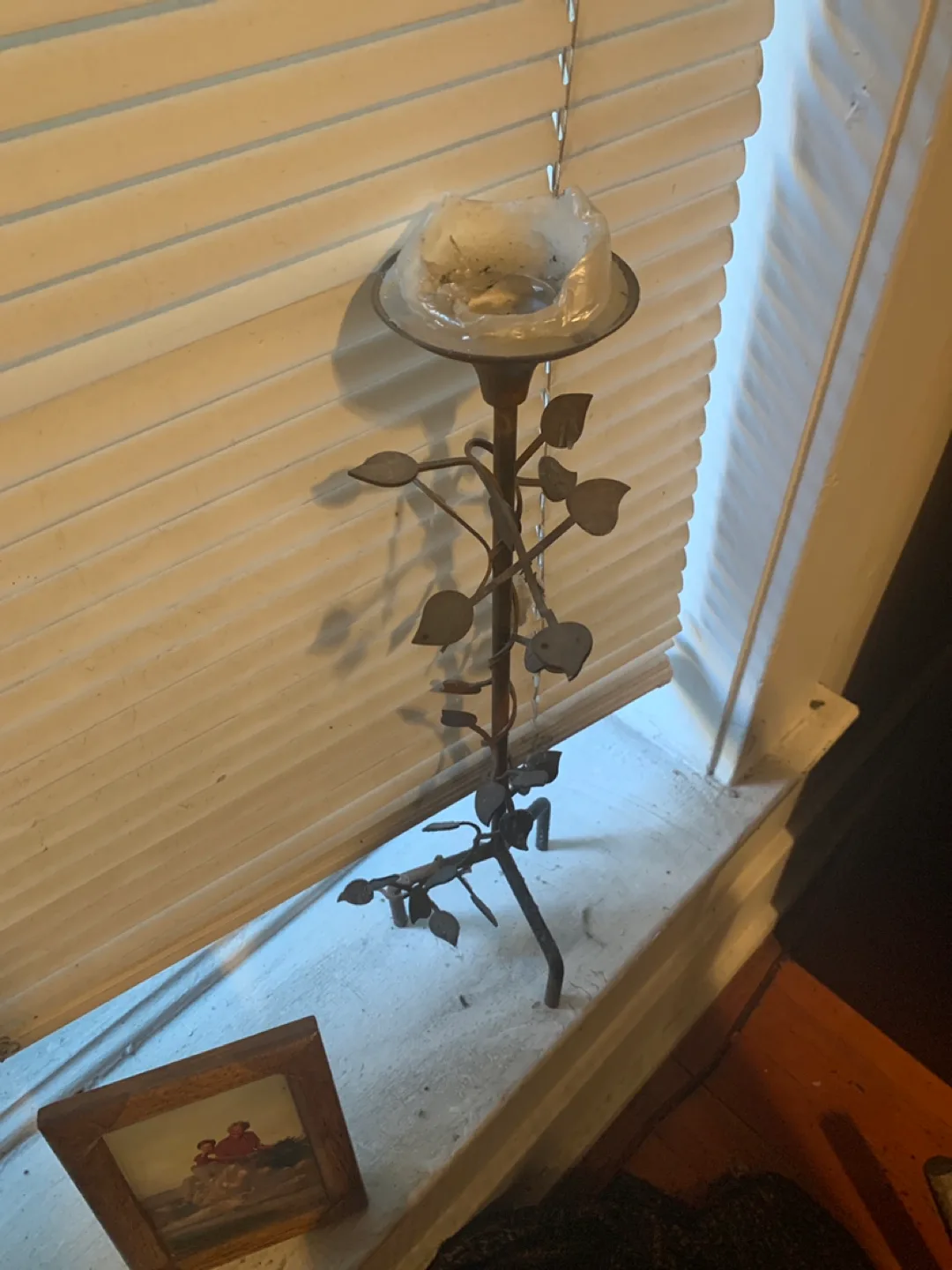 Metal Candle Holder with Rose Design thumbnail