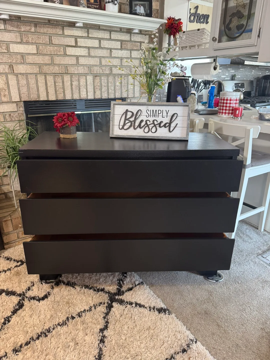 ✨✨GORGEOUS BLACK LONG 3 DRAWER DRESSER �✨✨ thumbnail