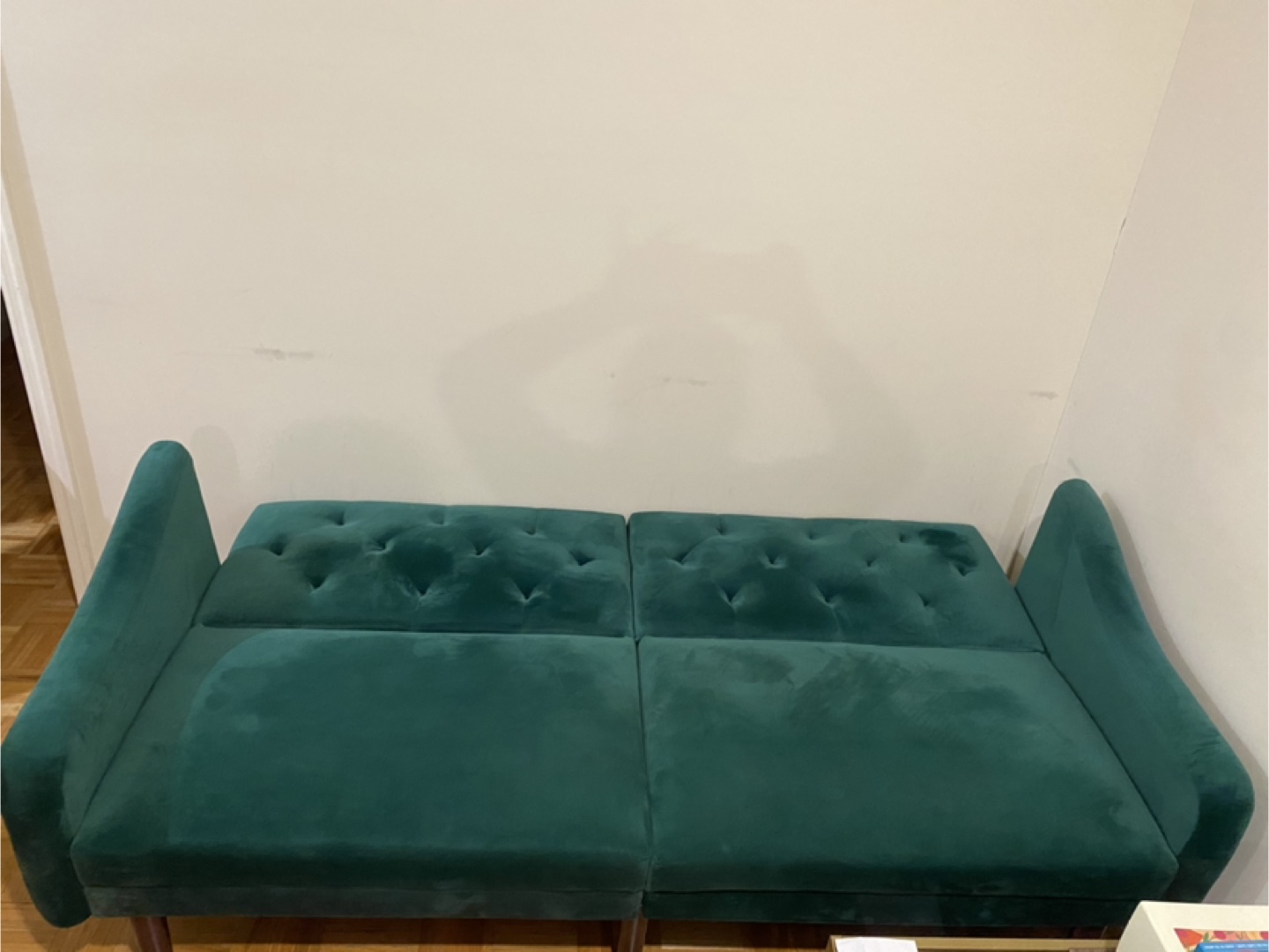 Green Velvet Tufted Futon Sofa Bed - photo 3
