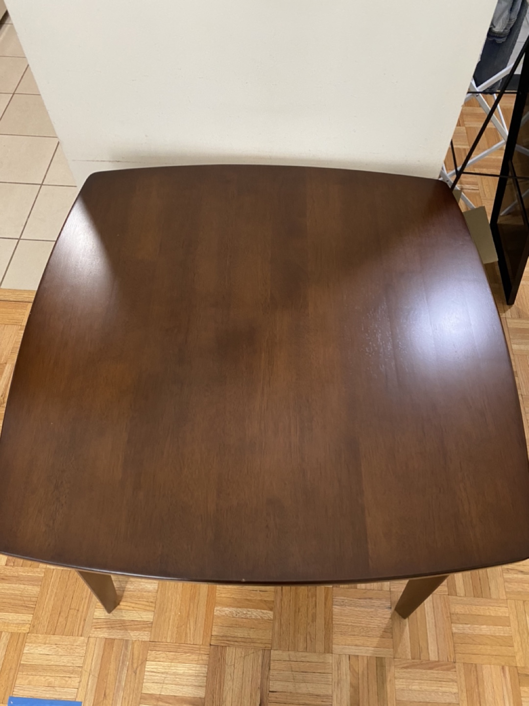 Square Dark Wood Dining Table & 4 Gray Chairs - photo 4