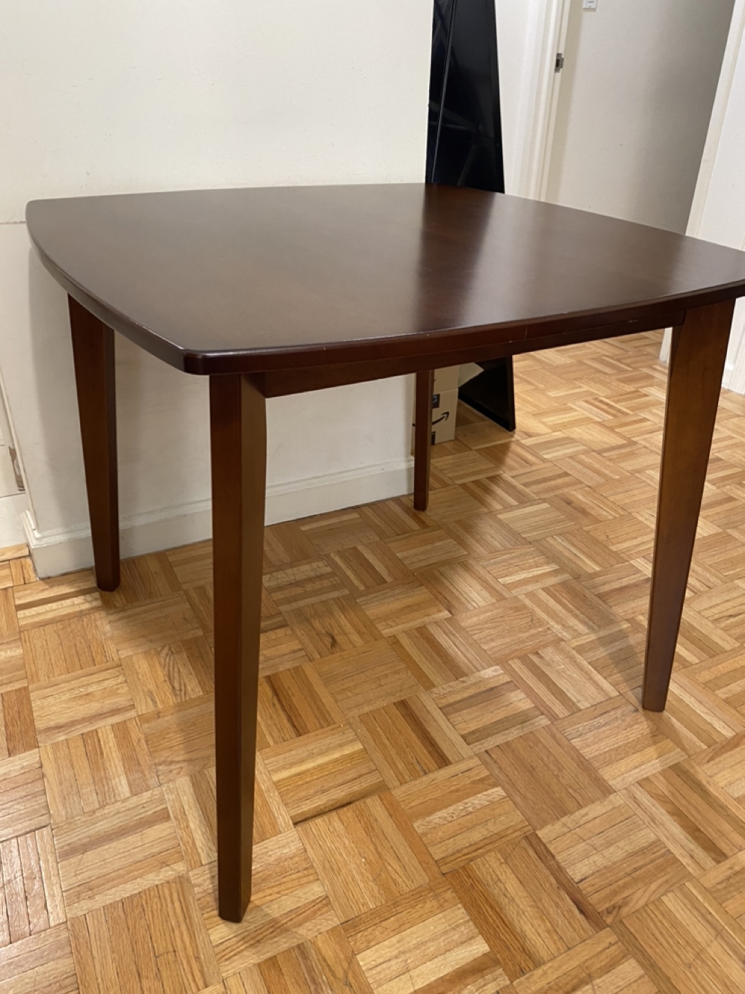 Square Dark Wood Dining Table & 4 Gray Chairs - photo 2