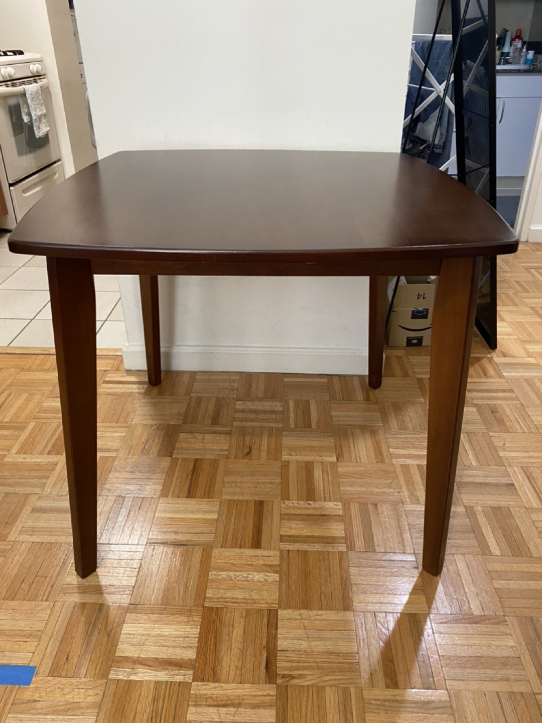 Square Dark Wood Dining Table & 4 Gray Chairs - photo 3