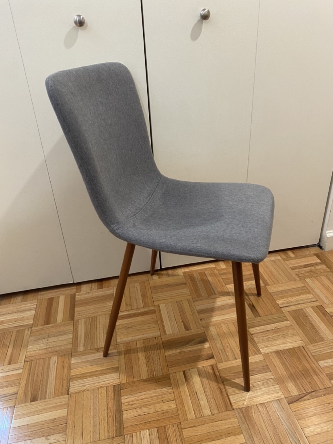 Square Dark Wood Dining Table & 4 Gray Chairs - photo 5