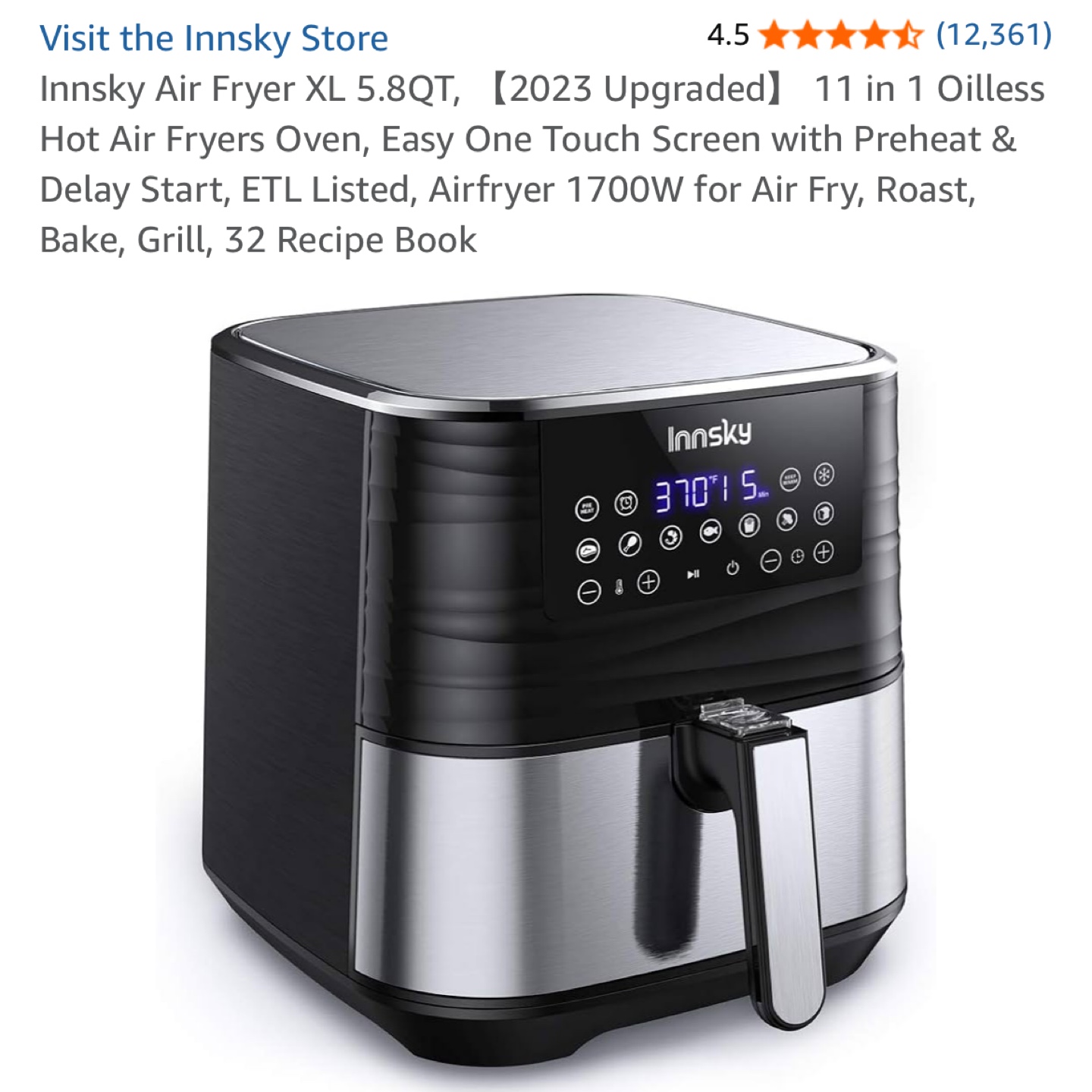 Innsky Air Fryer XL 5.8QT – 11-in-1 - photo 5