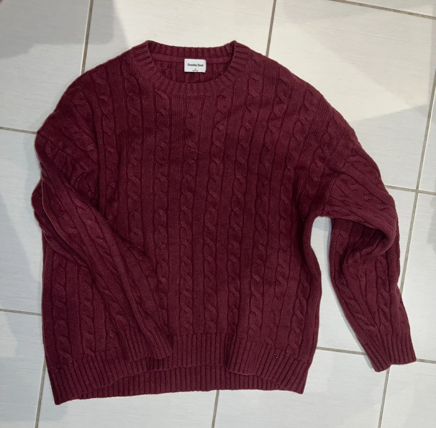Sunday Best Burgundy Cable Knit Sweater - M thumbnail