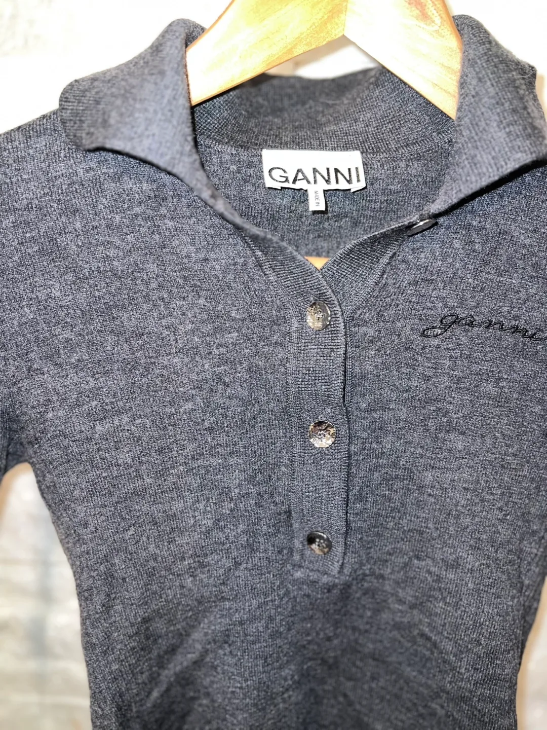 Ganni Grey Knit Top - Size S image indicator(3)