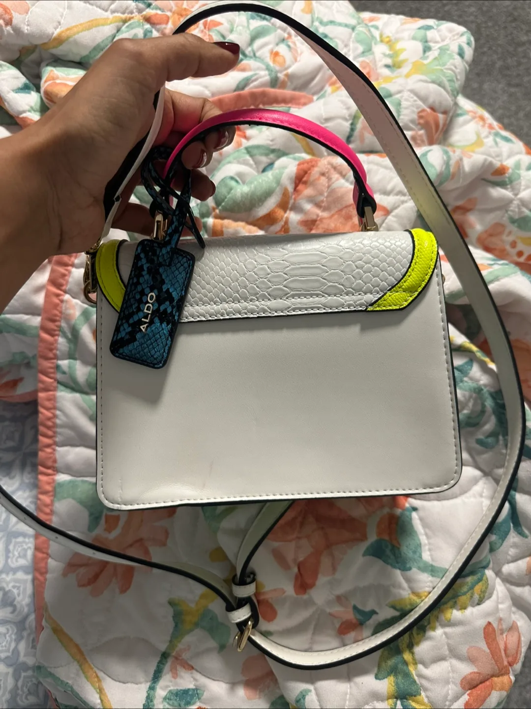 Aldo White & Neon Satchel image indicator(2)
