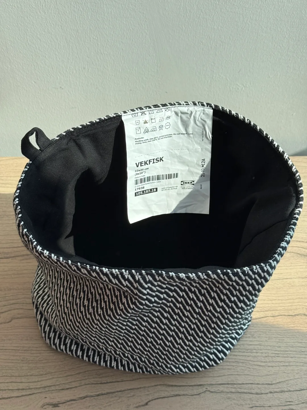 IKEA VEKFISK Fabric Baskets – Black/White (Set of 2) image indicator(7)