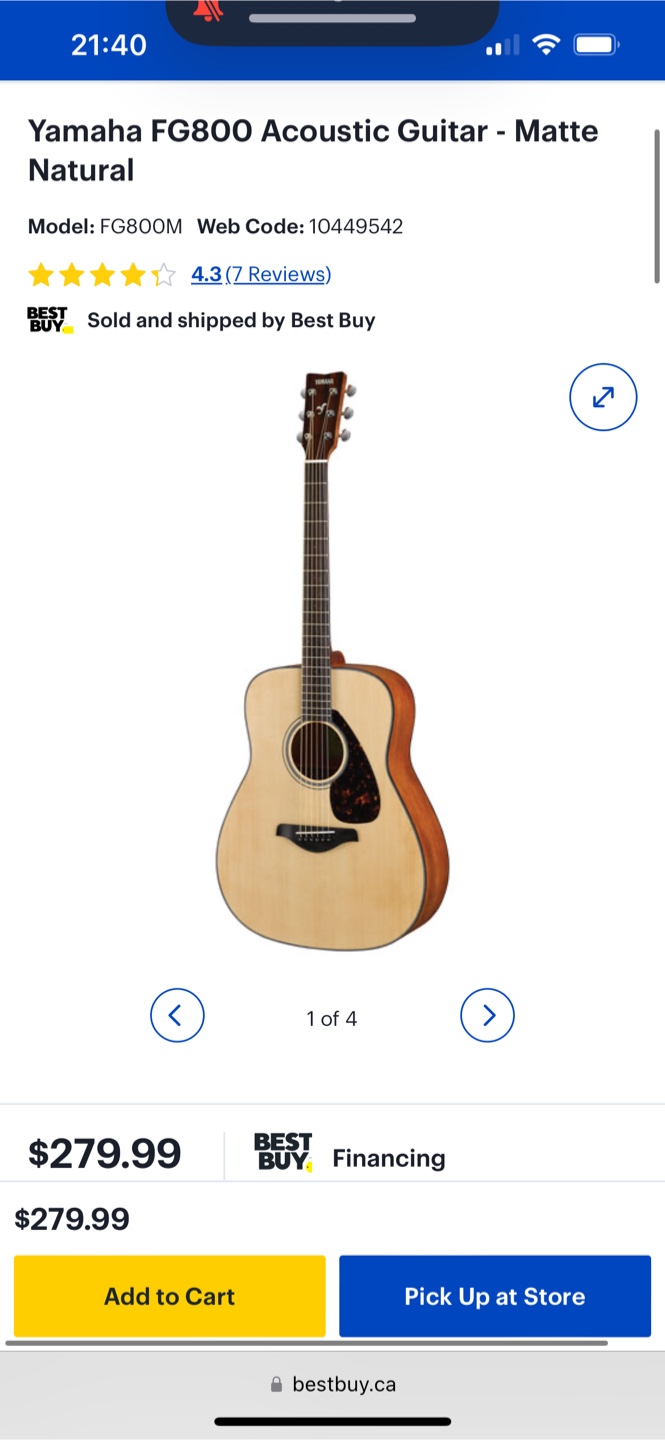 Yamaha FG800 Acoustic Guitar - Matte Natural with Guitar Bag - photo 3