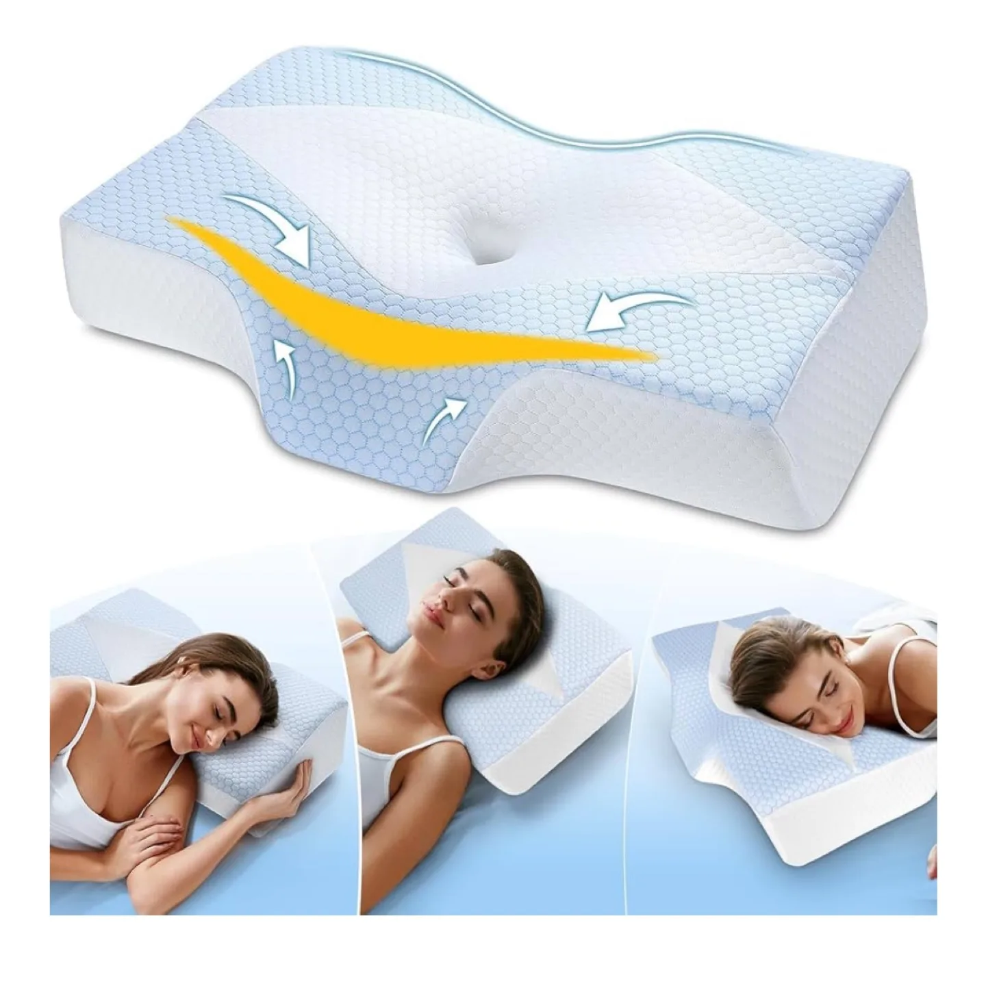 Mkicesky Orthopedic Memory Foam Pillow – Ice Silk Cover thumbnail