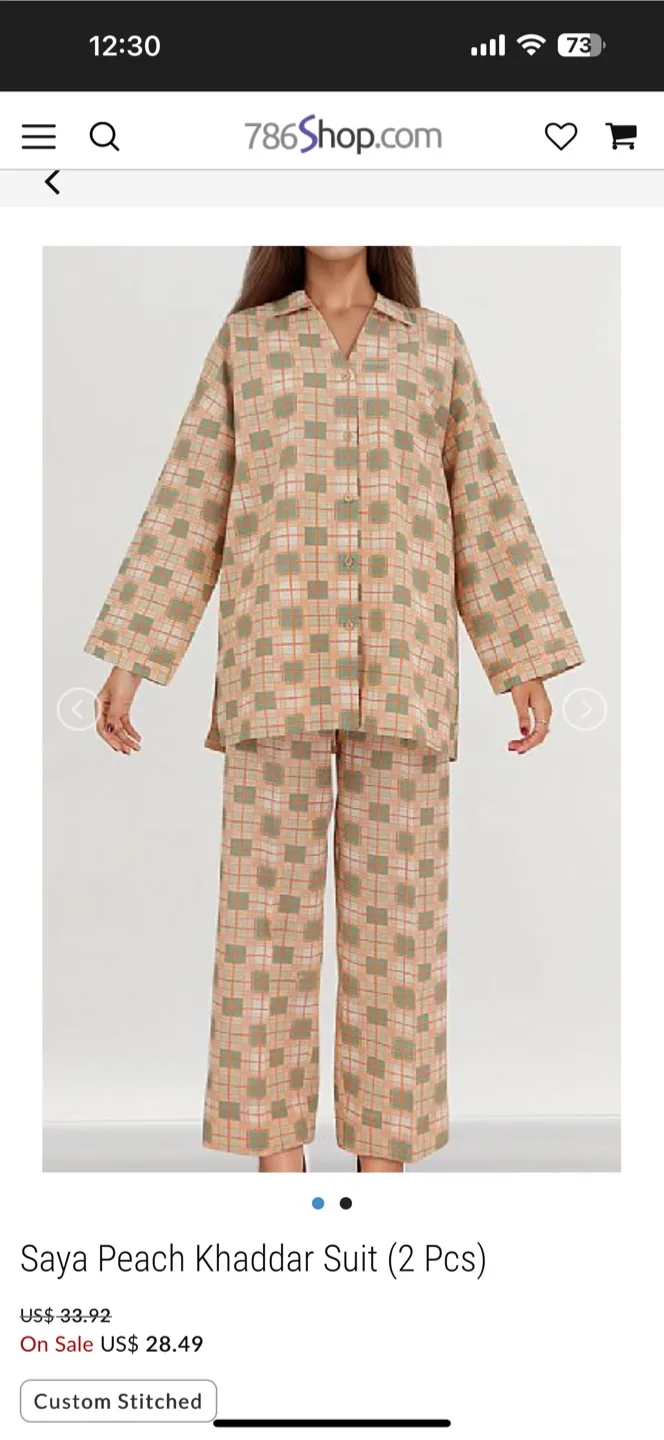 Saya Peach Khaddar Suit (2 Pcs) thumbnail
