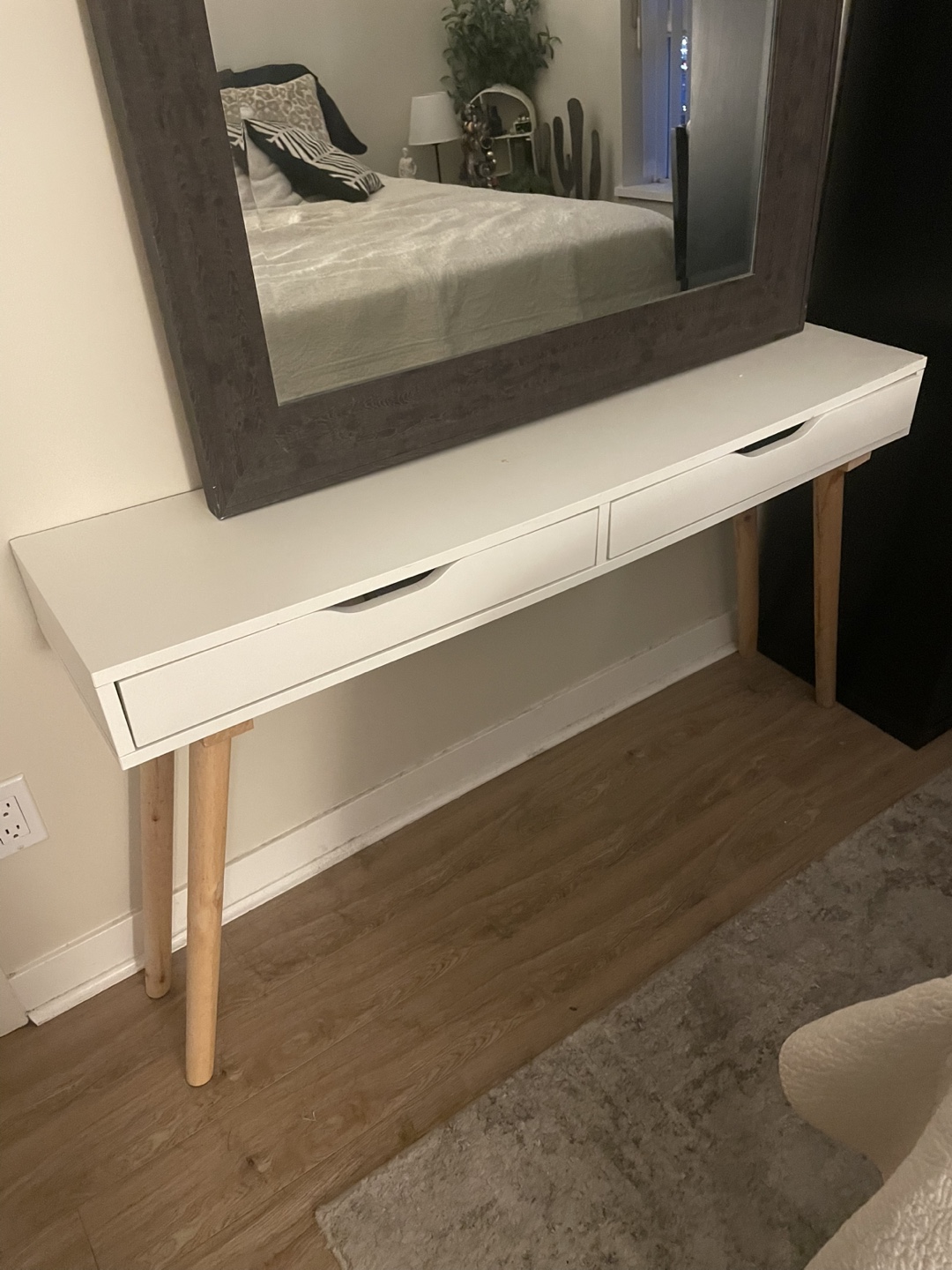 White Vanity Desk with Drawers - photo 2