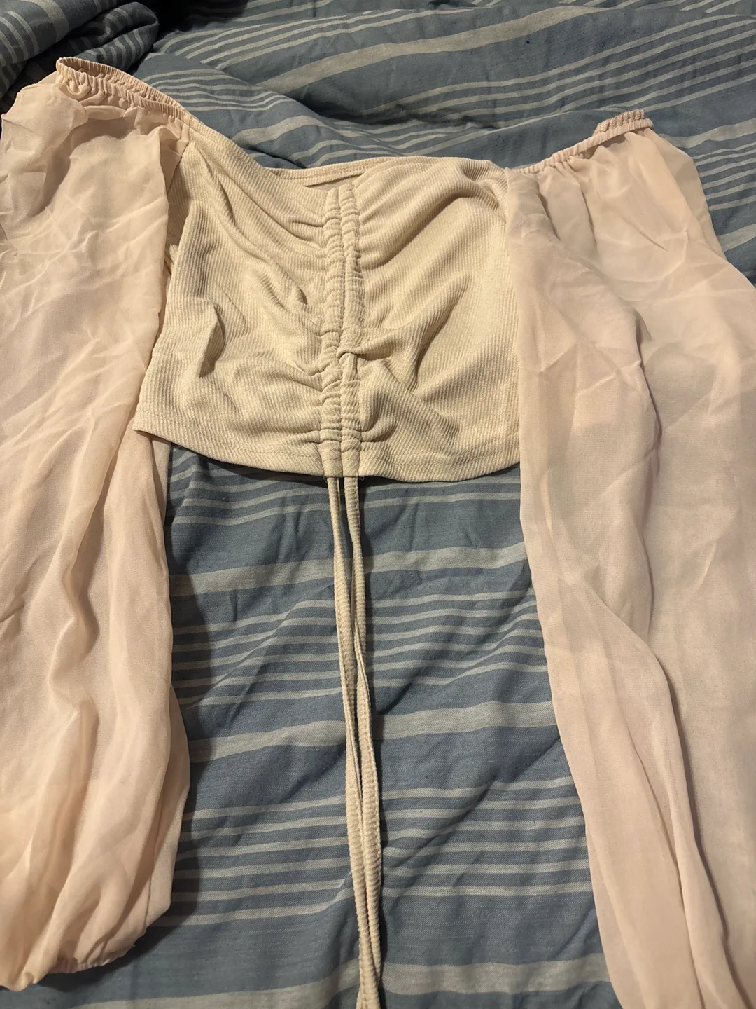 Cream Top with Sheer Sleeves thumbnail