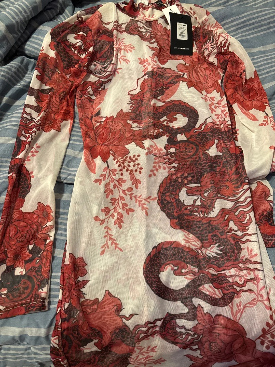 Fashion Nova Dragon Babe Mini Mesh Dress - Size M thumbnail