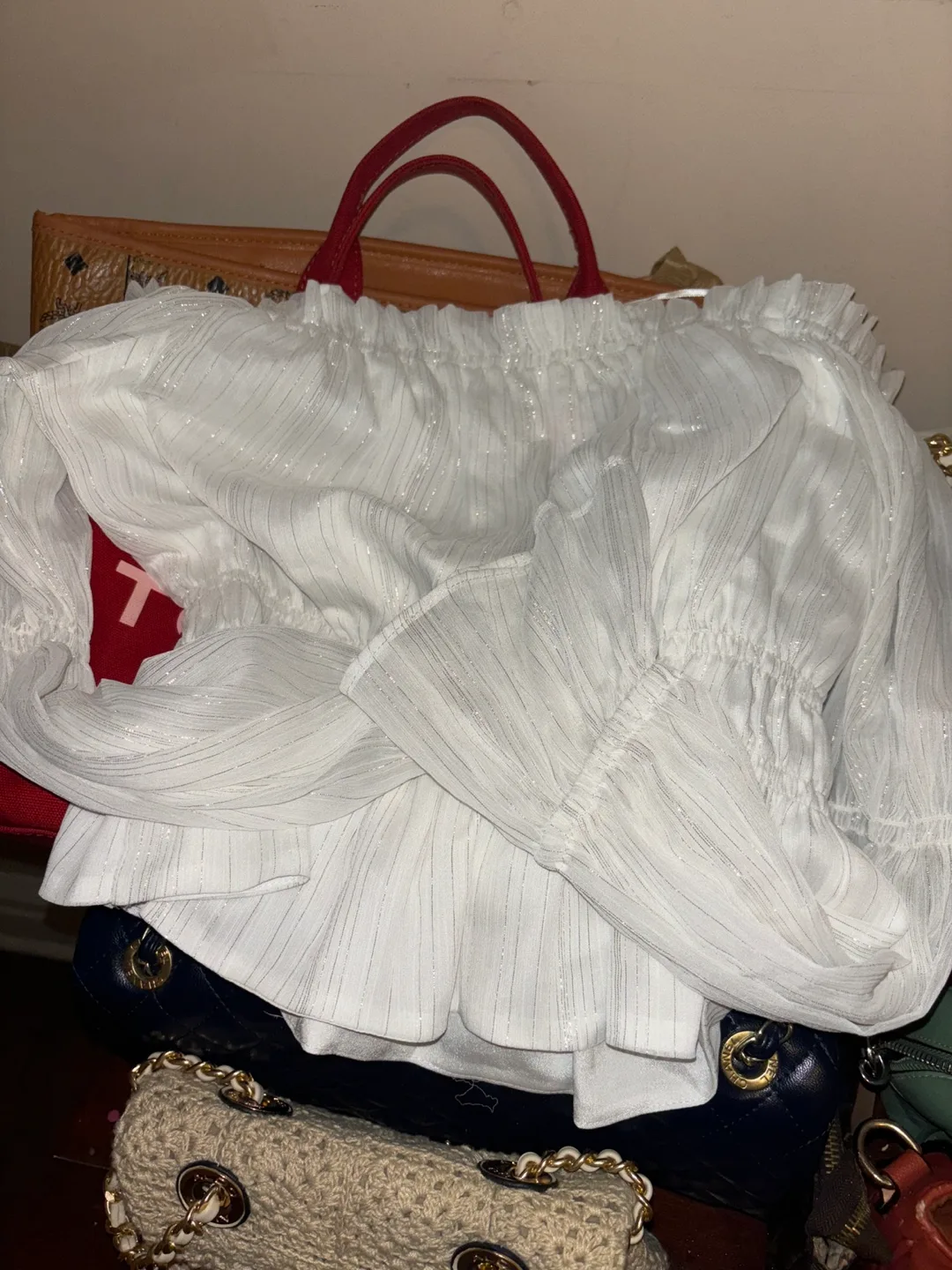 White Off-the-Shoulder Blouse thumbnail