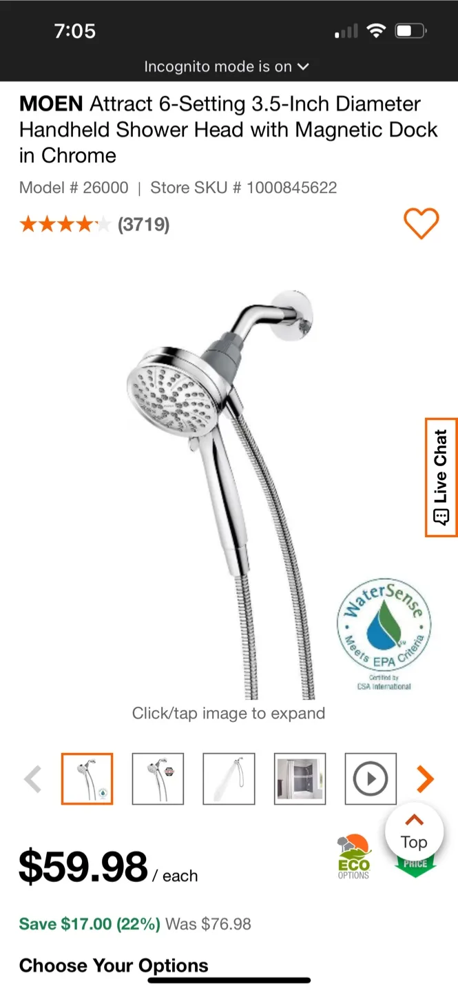 MOEN Attract Handheld Shower Head - Chrome thumbnail