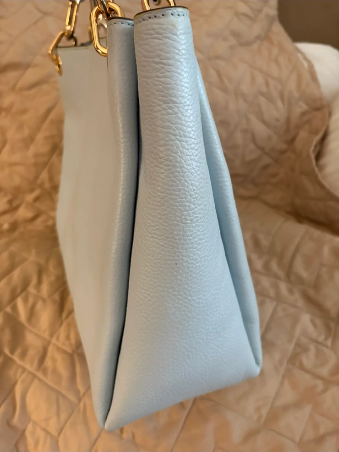 Michael Kors Light Blue Leather Tote Bag image indicator(4)