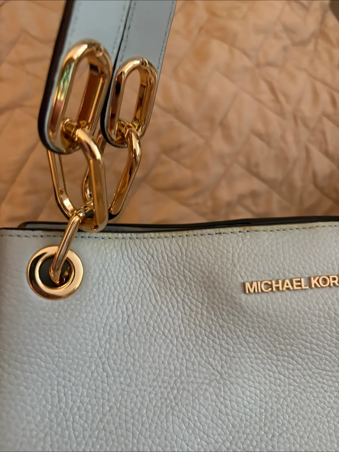 Michael Kors Light Blue Leather Tote Bag image indicator(3)