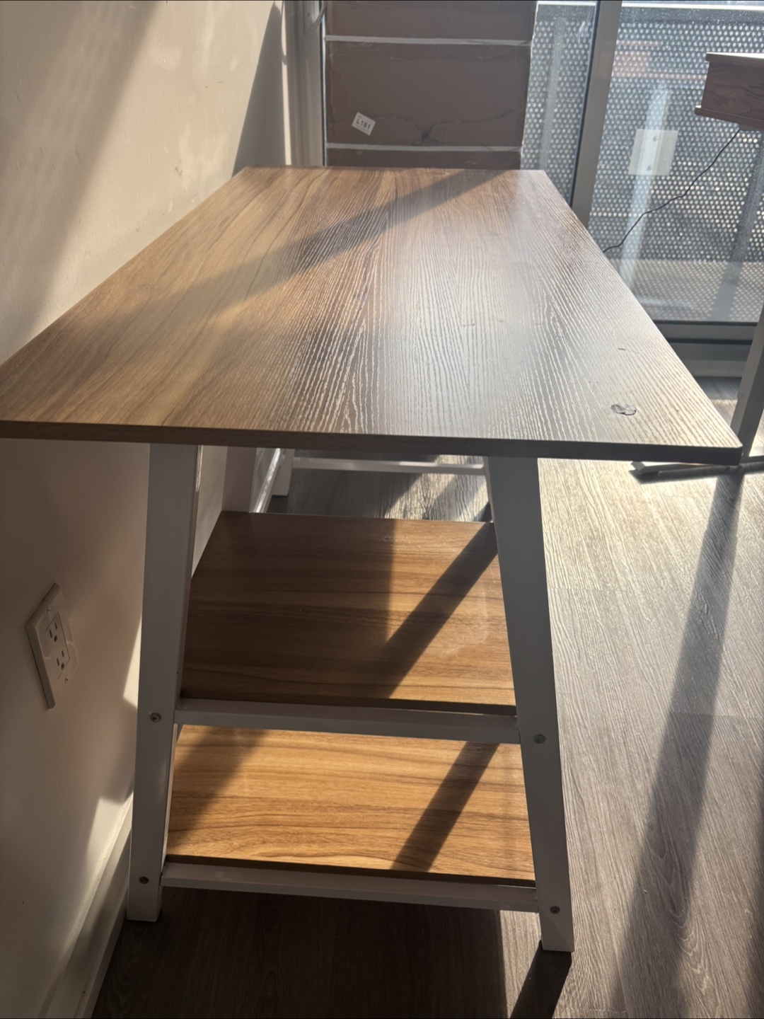 Brown and White Desk with Shelves - photo 4