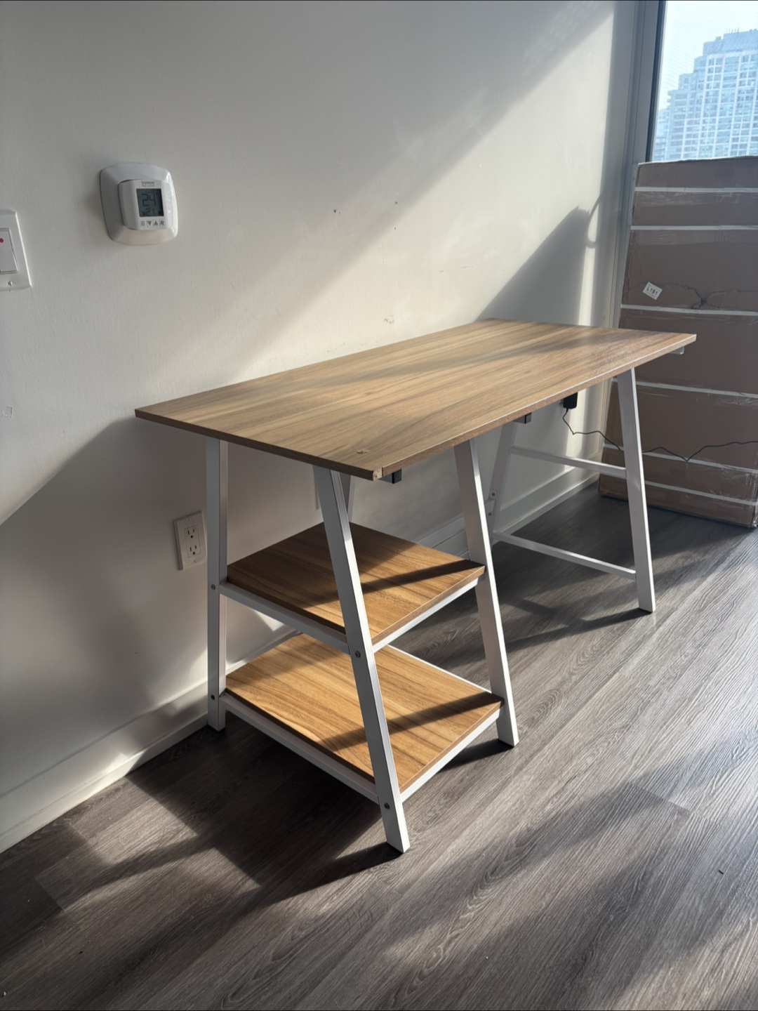 Brown and White Desk with Shelves - photo 2