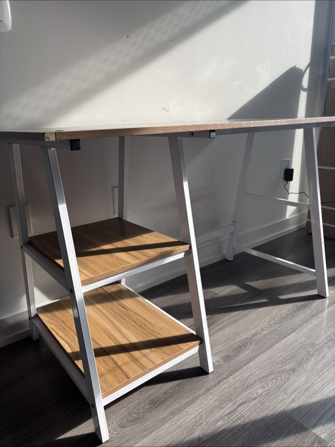 Brown and White Desk with Shelves - photo 5