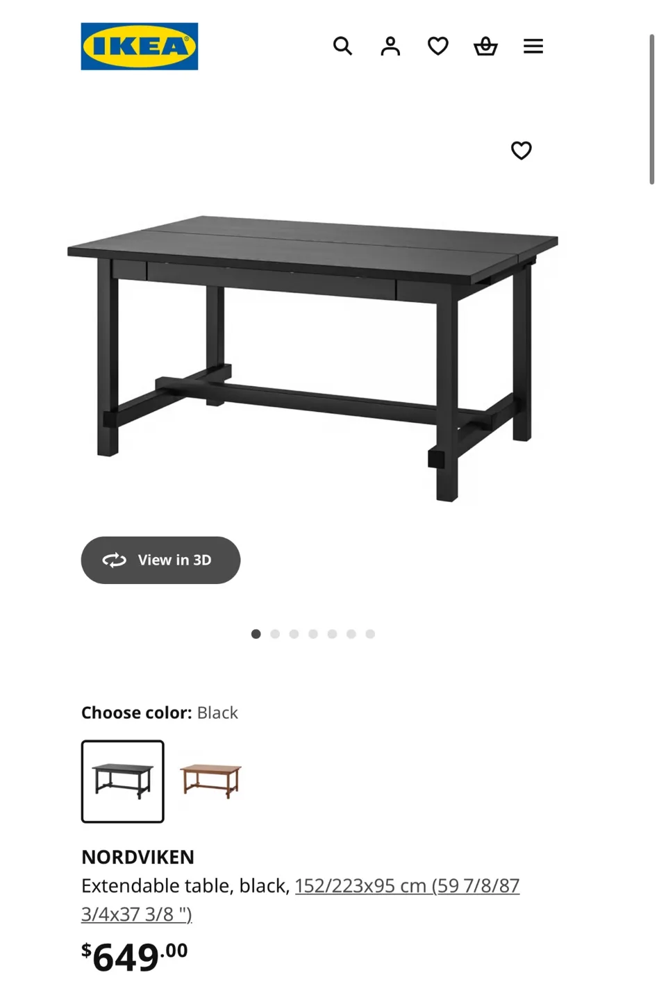 IKEA Nordviken Extendable Dining Table - Black image indicator(2)