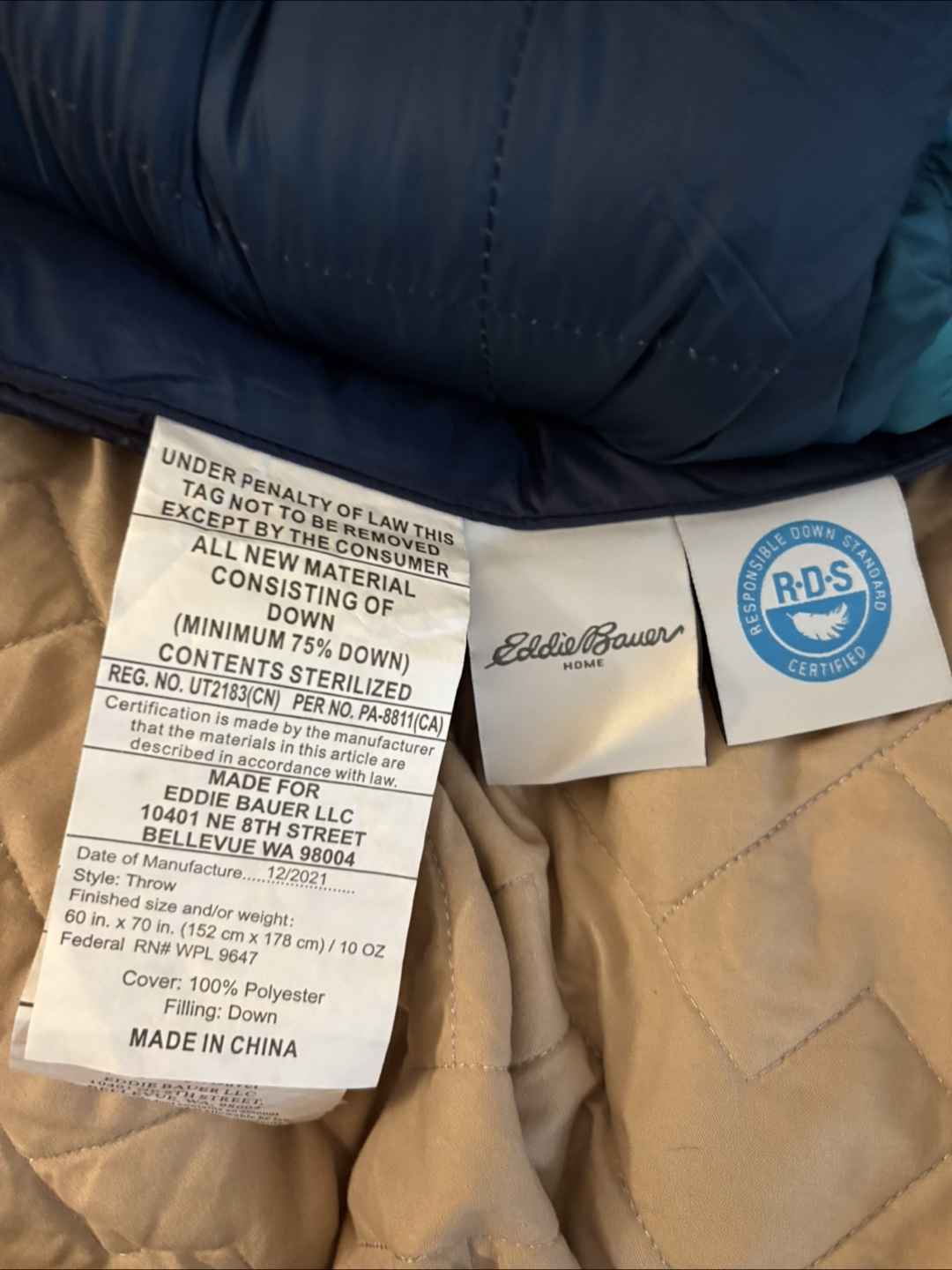 Eddie Bauer Home Down Throw Blanket - New - photo 5