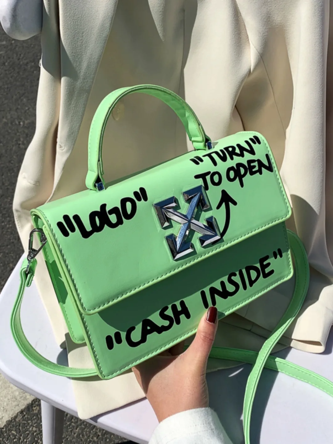 Off-White Inspired Green Crossbody Bag image indicator(2)