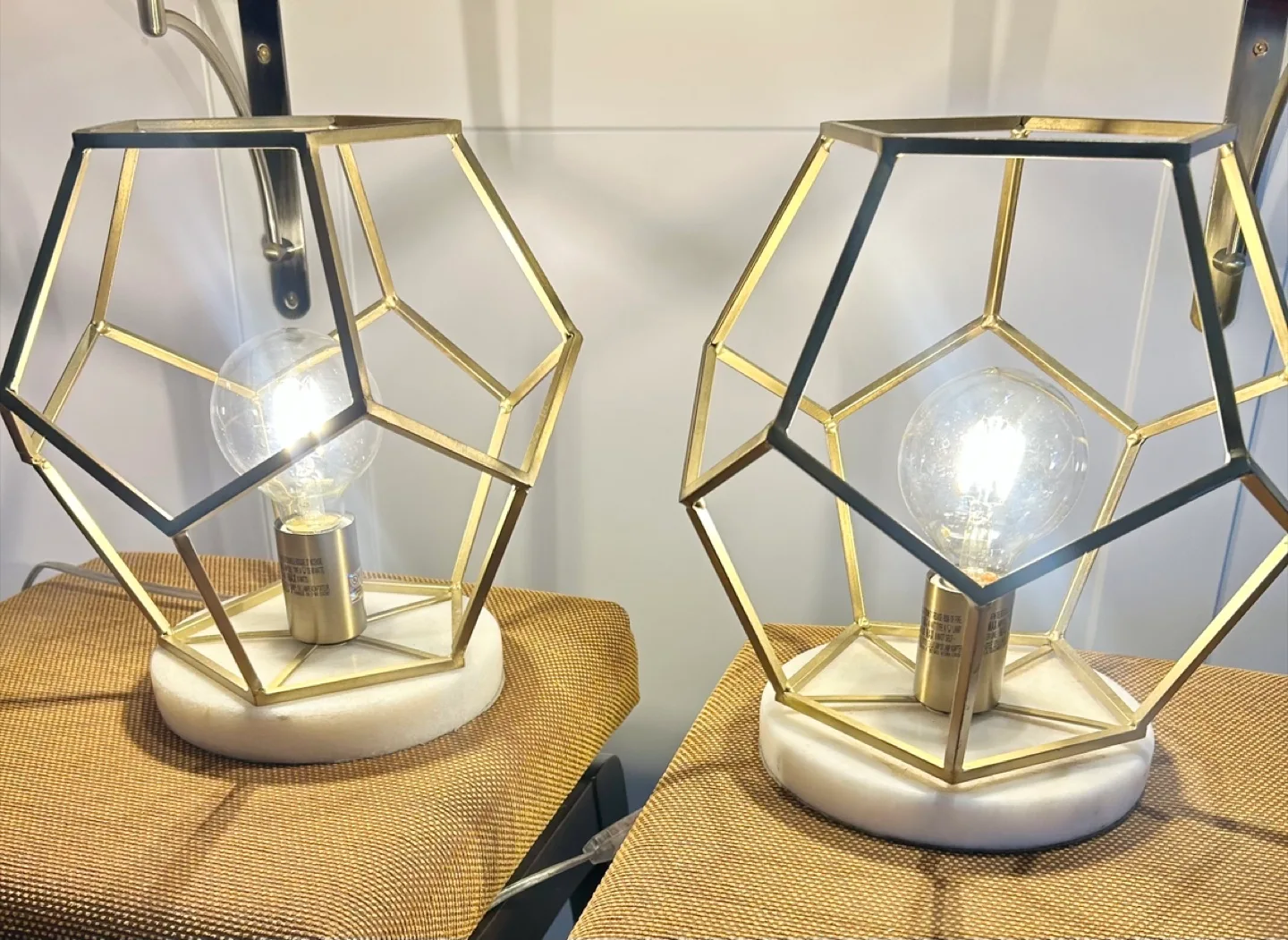 Threshold Designer Brass Geometric & Marble Side Table Lamps thumbnail