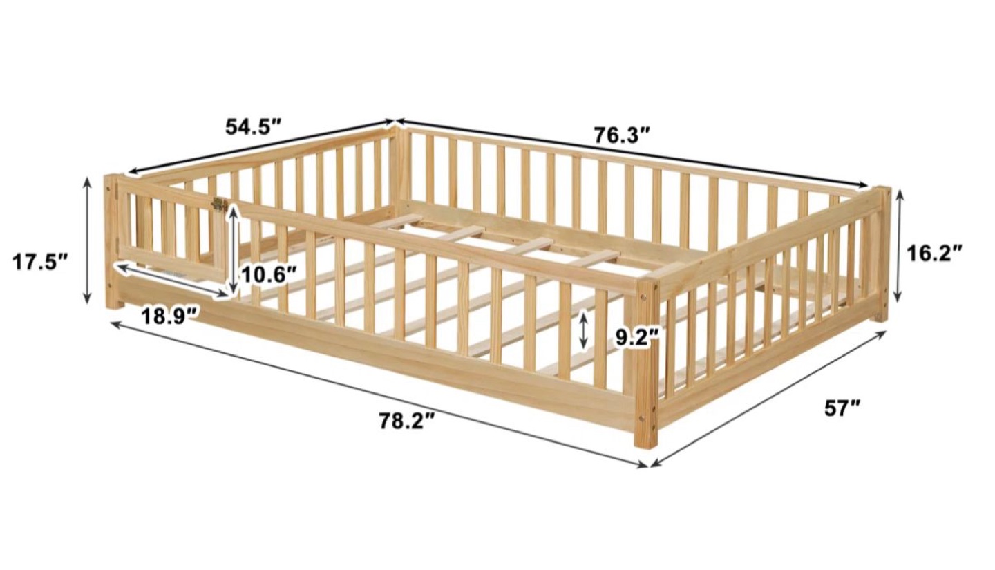Toddler Floor Bed with Safety Rail with Mattress - photo 4