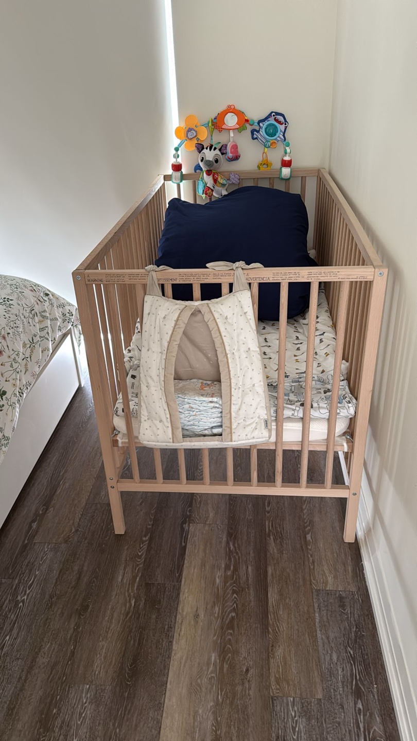 IKEA Crib + ikea mattress with waterproof sheet cover