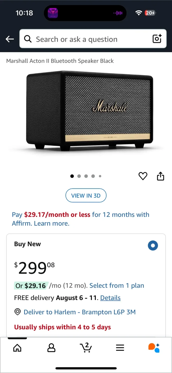 Marshall Acton II Bluetooth Speaker thumbnail