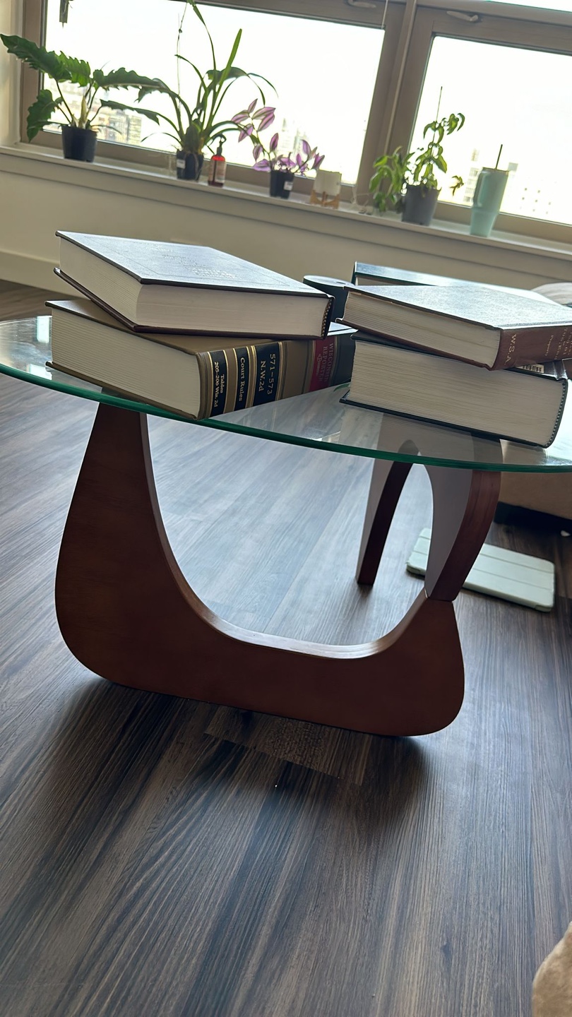 Glass Coffee Table w/ Wooden Base - photo 2