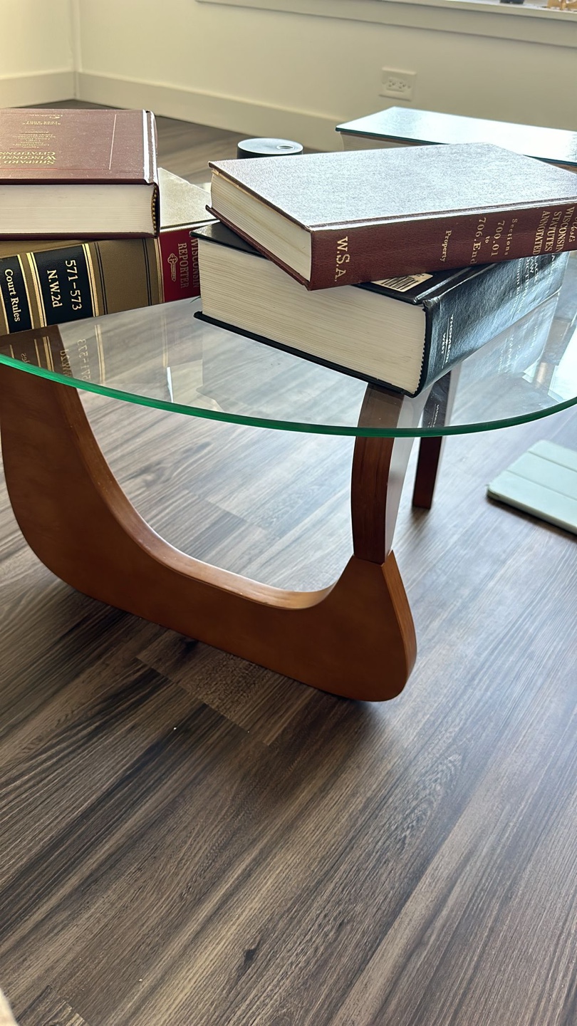Glass Coffee Table w/ Wooden Base