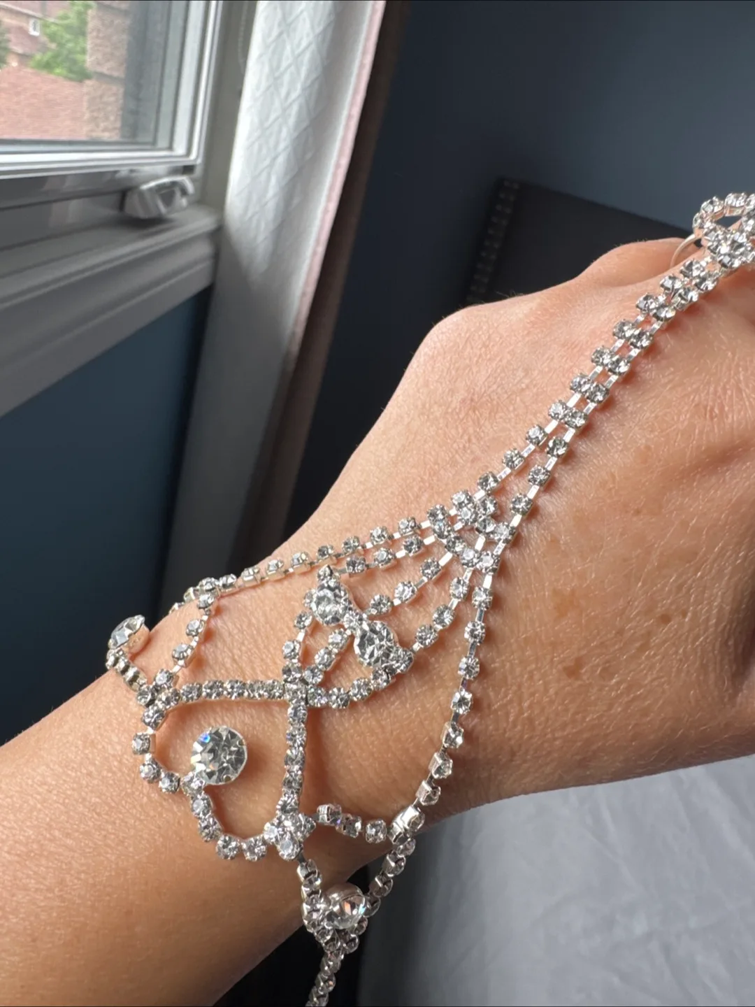 Rhinestone Hand Chain Bracelet thumbnail